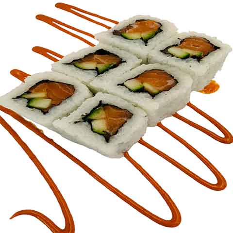 Spicy Salmon and Cucumber Uramaki